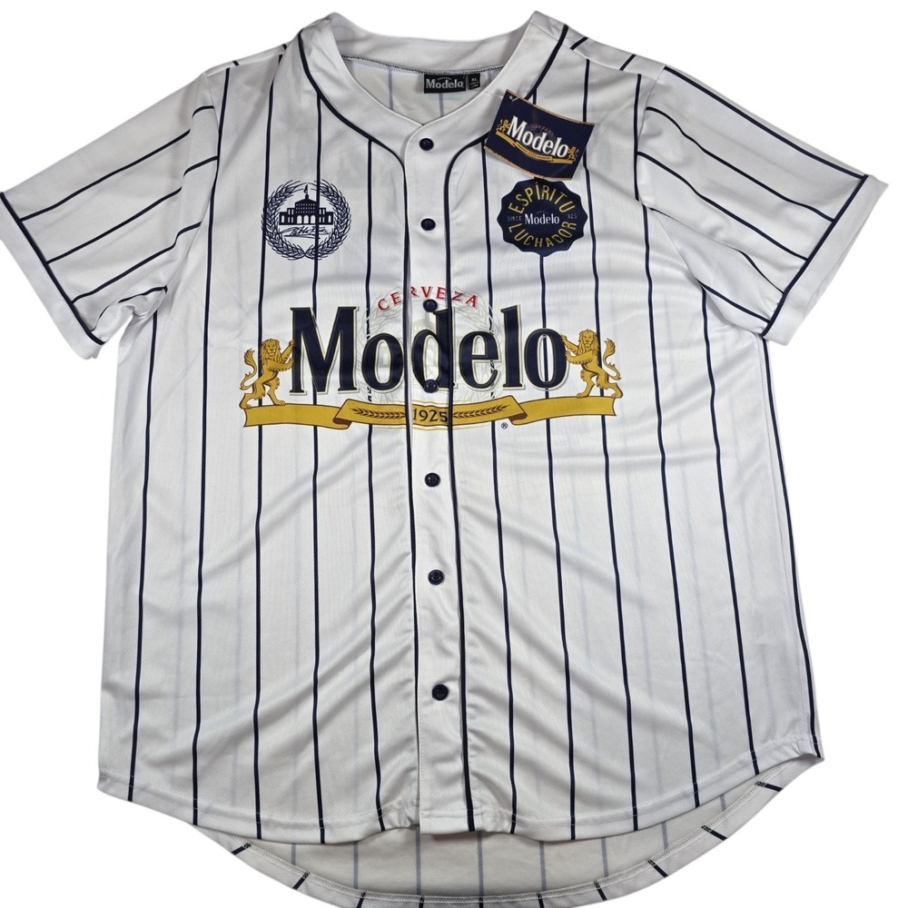 Modelo Beer Cerveza Button Down #25 Performance Baseball Jersey Men's Sz XL NWT